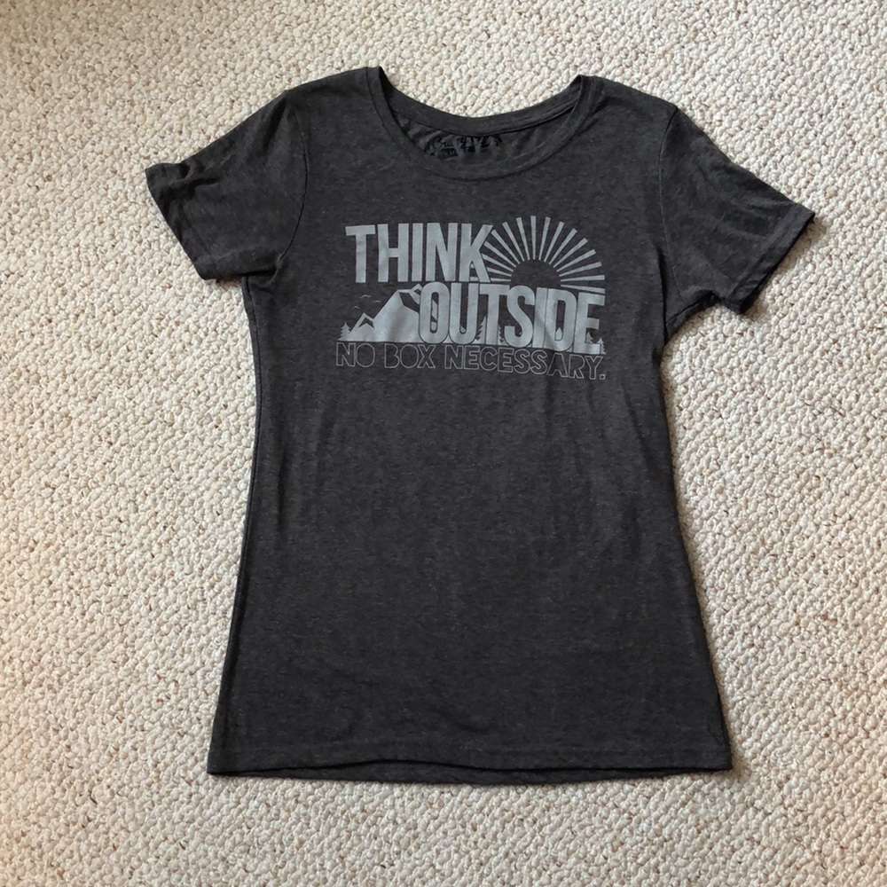 "Think outside the box" graphic t-shirt